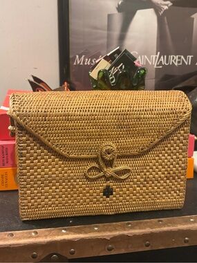 Handwoven Straw Crossbody Bag in Natural Tan